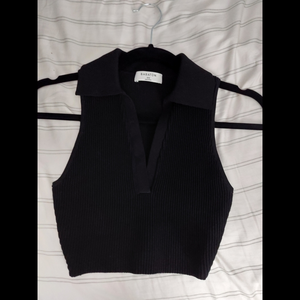 Babaton sculpt knit polo top